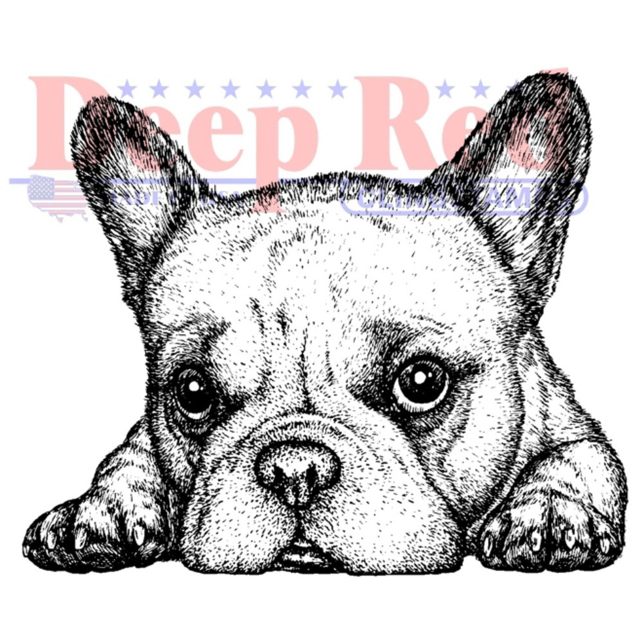 Deep Red Stamps French Bulldog Rubber Cling Stamp 2.1 x 1.75 inches
